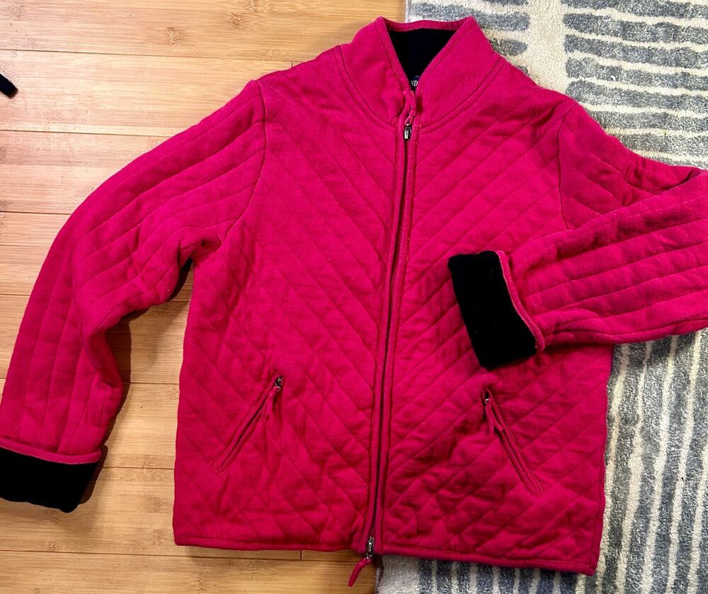 London Fog Quilted Jacket Women’s M Pink Ramie Cotton Zip Front Lightweight Coat